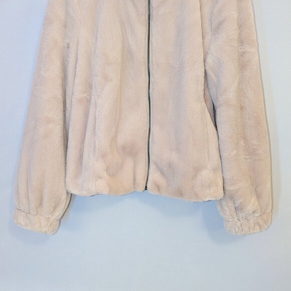 Sanctuary | Mock Neck Faux Fur Jacket in "Maple" Cream | Size Large - Picture 8 of 15